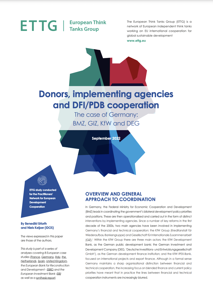 German case study: Donos, implementing agencies and DFI/PDB cooperation